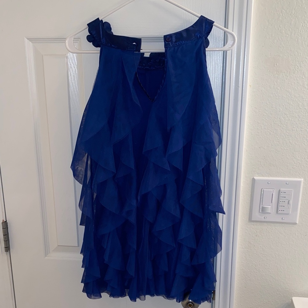 Elegant Blue Ruffle Mini Dress - Picture 5 of 7